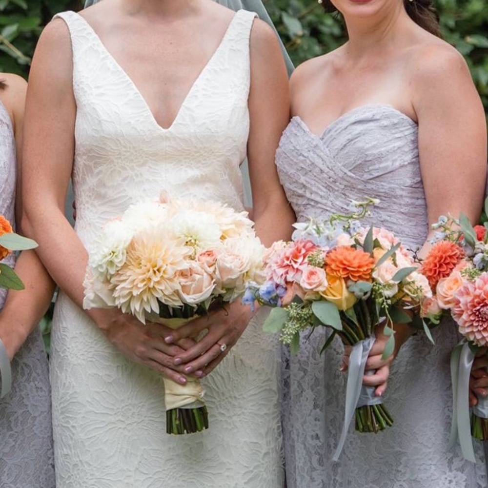 Amsale Lavender/Grey Lace Gown